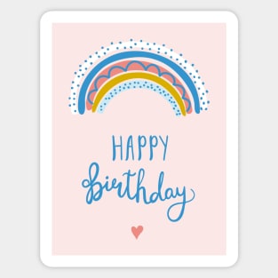 Birthday congratulations with lettering and rainbow Sticker